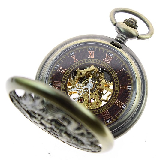 phoenixanddragonromannumberdialskeletonmechanicalpocketwatch